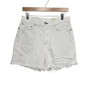 RAG & BONE Maya High Rise Shorty White Denim Shorts Size 29 Distressed